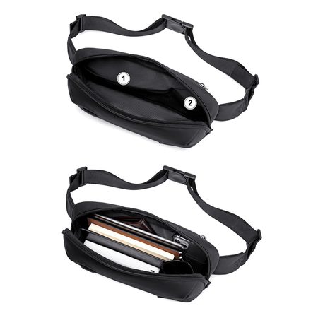 Saszetka nerka czarna męska damska na ramię miejska wodoodporna stylowa pojemna torba 7,5 L Arctic Hunter Y00557Black