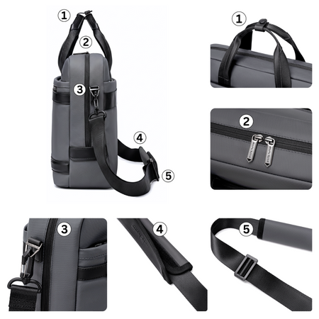 Torba na ramię na laptop 15,6 biznesowa elegancka szara 40X28X8 9L do pracy