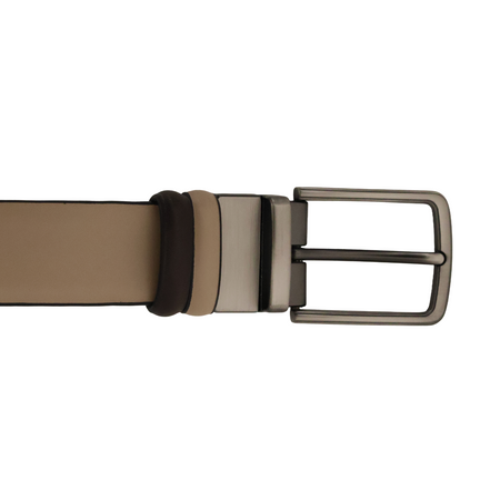 Pasek skórzany do spodni dwustronny beż brąz elegancki klasyczny premium