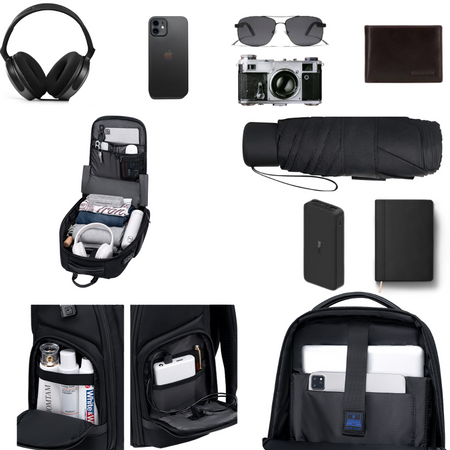 Czarny plecak miejski podróżny, 23,3 l, wodoodporny, na laptop 15,6", elegancki i pojemny. Arctic Hunter B00682 Black.