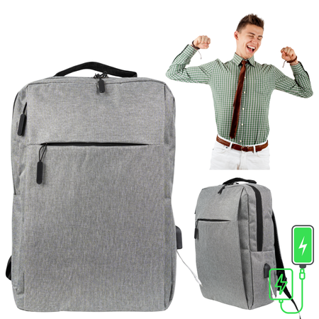 Plecak miejski szary materiałowy lekki do szkoły i na studia dla dziewczyn i chłopaków HN212701 grey