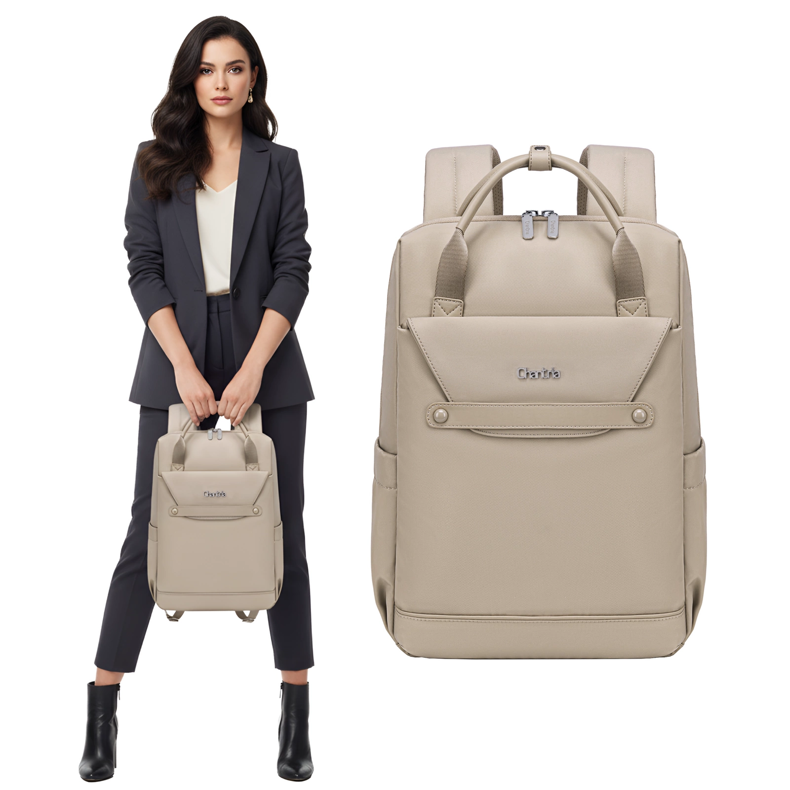 Plecak miejski damski beżowy modny stylowy do pracy dla dziewczyny  CHANTRIA CB00628 khaki pol_pl_Plecak-miejski-damski-bezowy-modny-stylowy-do-pracy-dla-dziewczyny-CHANTRIA-CB00628-khaki-257_19