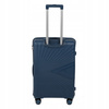 Walizka podróżna średnia ciemnoniebieska elegancka walizka na kółkach funkcjonalna 65L Wowbag 7905 M dark blue