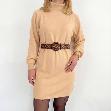 Pasek damski w stylu boho skórzany pleciony brązowy do sukienki i spodni