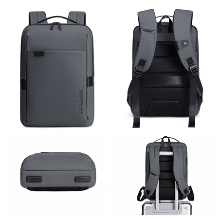 Szary plecak biznesowy miejski, 8,5 l, wodoodporny, na laptopa 15,6", stylowy i kompaktowy. Arctic Hunter B00574 grey