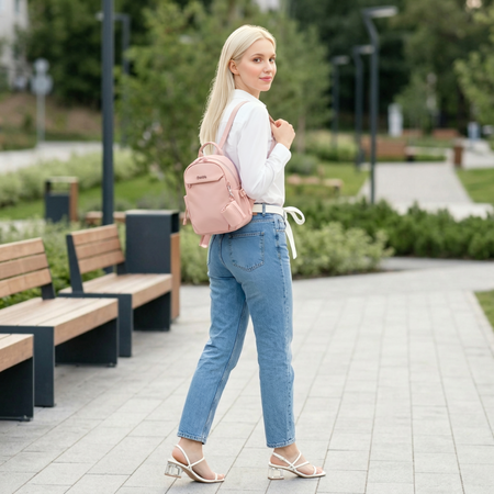 Plecak damski na tablet miejski smart mini pudrowy na lato delikatny z etui