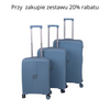 Zestaw walizek podróżnych jasnoniebieskich 3 szt. stylowy komplet lekkich i trwałych kufrów Wowbag 7918 light blue