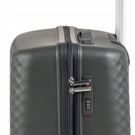 Duża walizka podróżna ciemnoszara lekka i wytrzymała walizka na kółkach do samolotu 106L Wowbag 7900 L dark grey