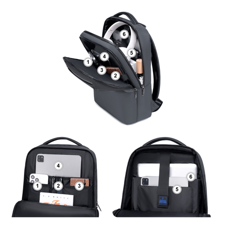 Szary plecak miejski biznesowy, 10 l, na laptopa 15,6", wodoodporny, elegancki i funkcjonalny. Arctic Hunter B00681 Grey