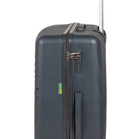 Duża walizka podróżna ciemnoszara na kółkach – lekka i wytrzymała walizka do samolotu 100 L Wowbag 7905 L dark grey