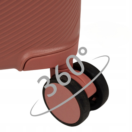 Walizka średnia różowo-złota – modna, na kółkach, podróżna, praktyczna i elegancka Wowbag 7918 M rose gold