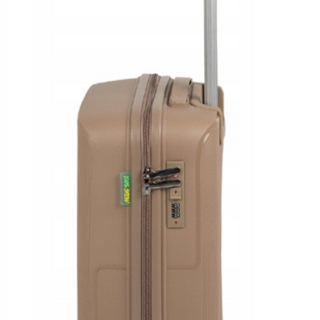 Walizka podróżna beżowa kabinowa – mała, stylowa, funkcjonalna, lekka i elegancka do samolotu Wowbag 7918 S champagne