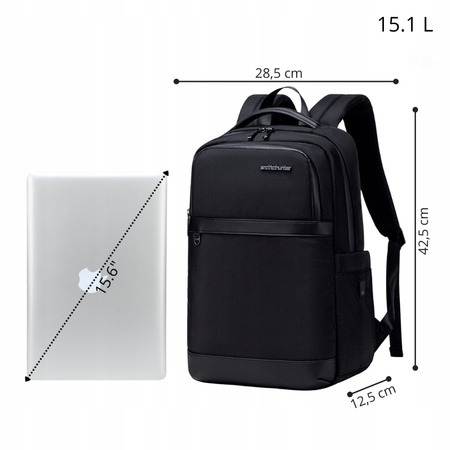 MIEJSKI PLECAK NA LAPTOPA 15,6” CZARNY, DO PRACY, POJEMNY, BIZNESOWY