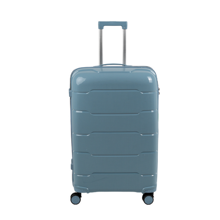 Duża walizka jasnoniebieska na kółkach podróżna do samolotu, lekka, pojemna i elegancka 93 L  Wowbag 6910 L light blue