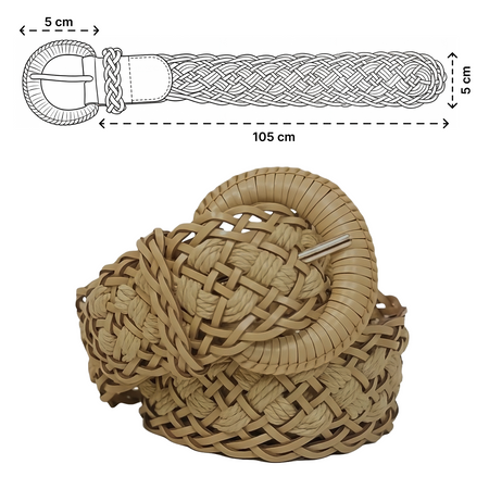 Pasek damski skórzny waniliowy do sukienki spodni bezrozmiarowy styl boho