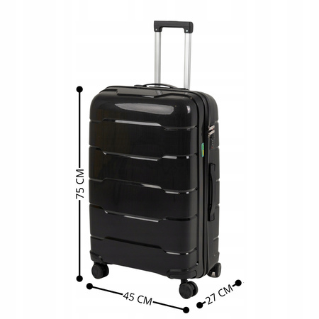 Walizka podróżna duża czarna na kółkach – pojemna, elegancka i wytrzymała do samolotu Wowbag 6910 L black