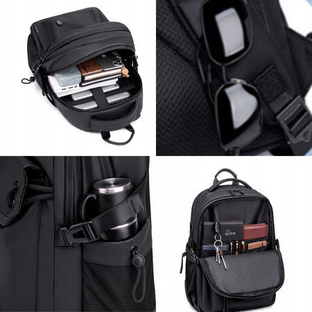 Czarny plecak miejski młodzieżowy, 25 l, wodoodporny, na laptopa 15,6", stylowy, na co dzień. Arctic Hunter B00531Black.