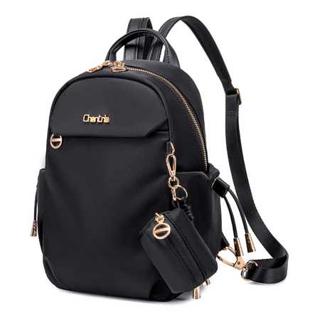 Plecak damski miejski czarny mały lekki na Ipad z etui na przywieszce