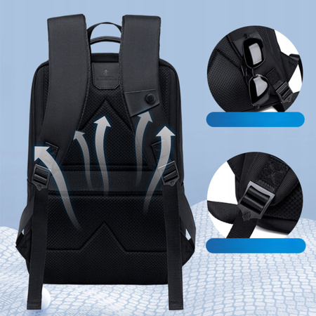 Czarny plecak miejski biznesowy, 15 l, wodoodporny, na laptopa 15,6", stylowy na co dzień. Arctic Hunter B00670 Black