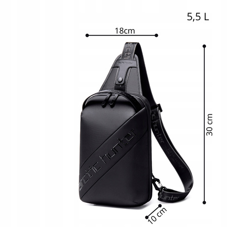 Saszetka na ramię męska damska czarna miejska wodoodporna stylowa funkcjonalna 5,5 L. Arctic Hunter XB00121Black