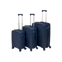Komplet walizek podróżnych ciemnoniebieskich 3 szt. zestaw walizek lekkich i wytrzymałych na kółkach Wowbag 7918DarkBlue