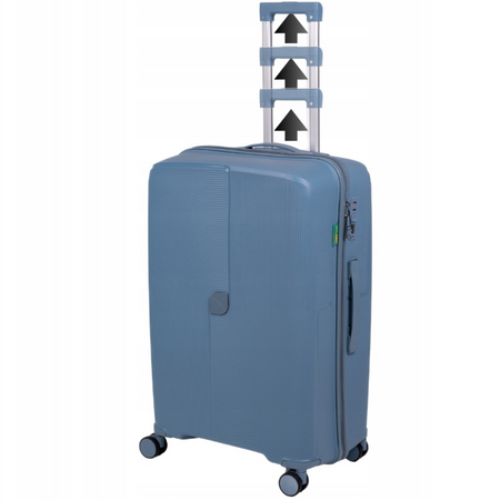 Duża walizka podróżna jasnoniebieska na kółkach – lekka, stylowa i wytrzymała do samolotu Wowbag 7918 L light blue