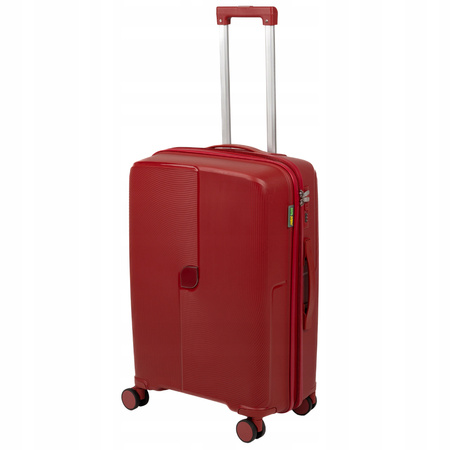 Walizka do samolotu średnia czerwona – podróżna, wytrzymała, stylowa i elegancka na kółkach Wowbag 7918 M red