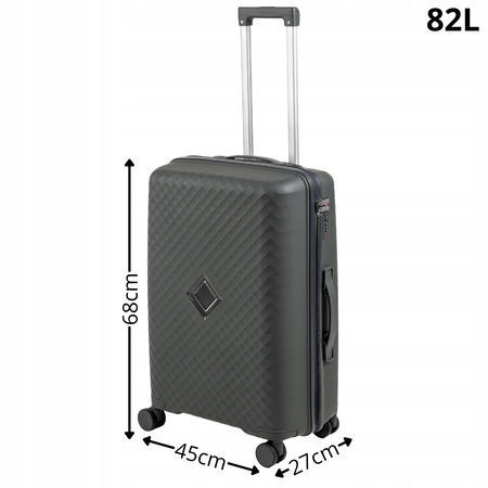 Walizka średnia czarna elegancka walizka na kółkach do samolotu 74L modna i trwała Wowbag 7900 M dark grey