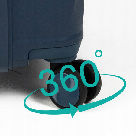 Walizka podróżna średnia ciemnoniebieska elegancka walizka na kółkach funkcjonalna 65L Wowbag 7905 M dark blue