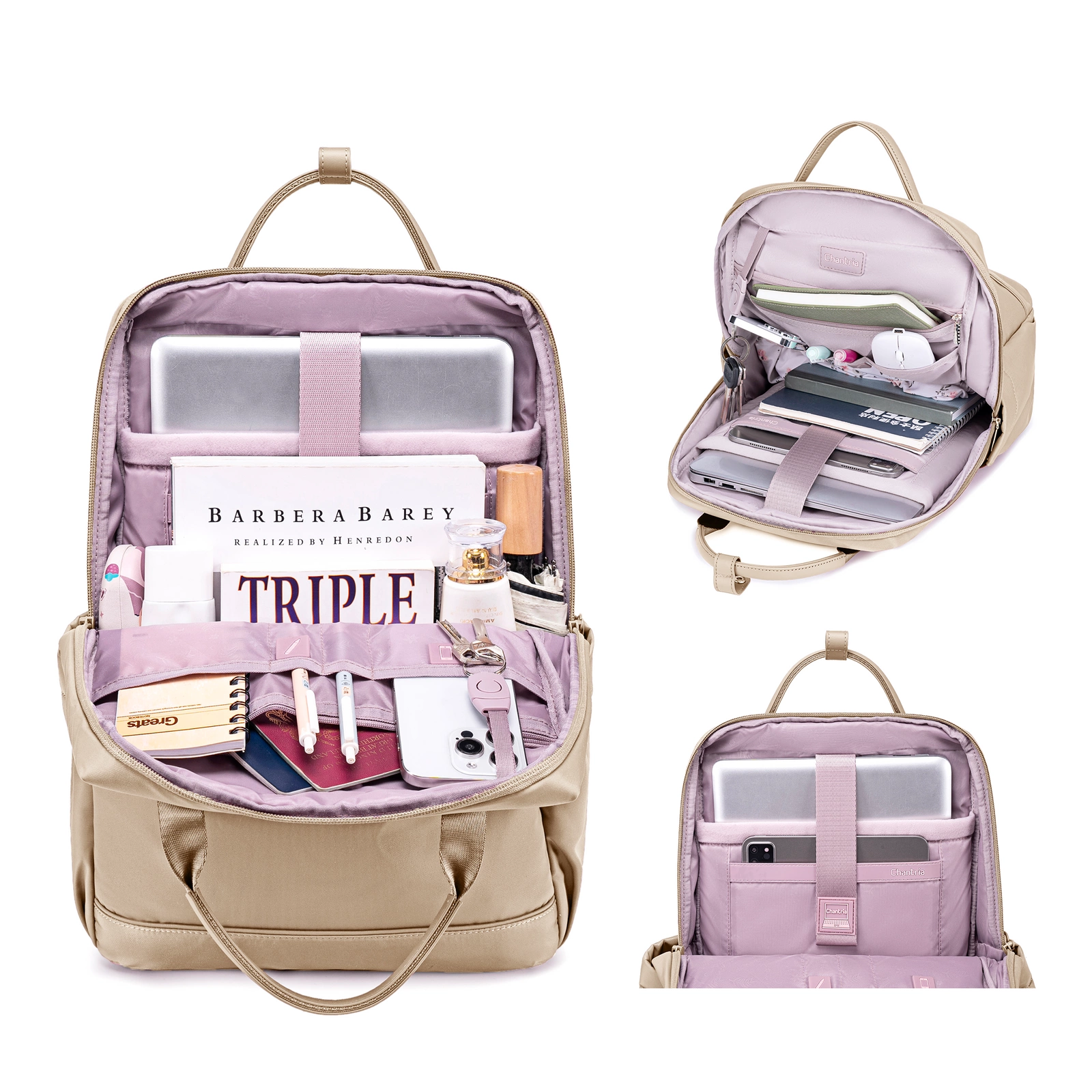 Plecak miejski damski beżowy modny stylowy do pracy dla dziewczyny  CHANTRIA CB00628 khaki pol_pl_Plecak-miejski-damski-bezowy-modny-stylowy-do-pracy-dla-dziewczyny-CHANTRIA-CB00628-khaki-257_23