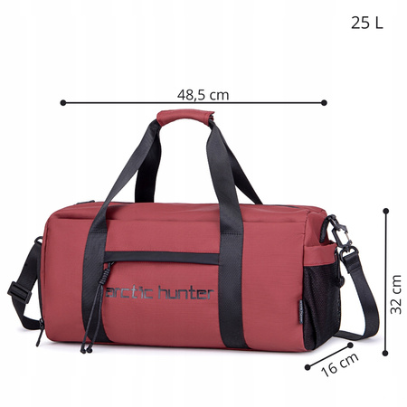 Czerwona torba sportowa 25 l pojemna, wodoodporna, miejska i młodzieżowa na każdy dzień Arctic Hunter LX00537 Red.