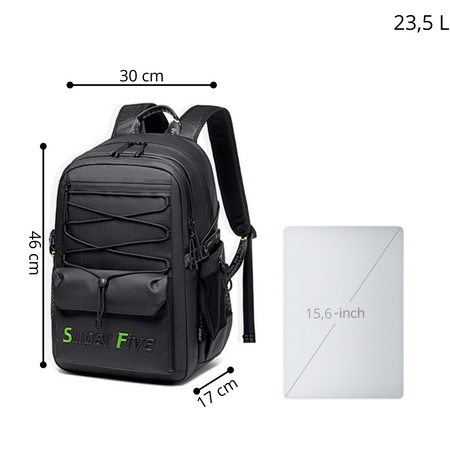 Czarny plecak miejski młodzieżowy, wodoodporny, na laptop 15,6", 23 l – na studia i podróże. SUPER FIVE FB522 Black.