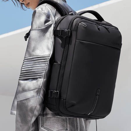 Plecak kompresyjny próżniowy podróżny czarny pojemny 42L wiele kieszeni rozszerzany Arctic Hunter B00866 black