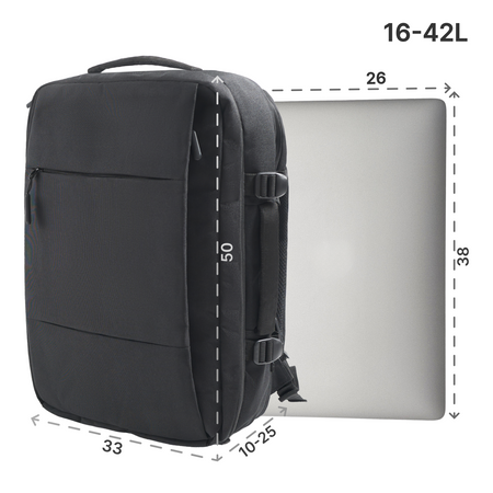 Plecak czarny kabinowy podróżny 50x33x20 na pokład Wizzair LOT VIO WJ8423 black