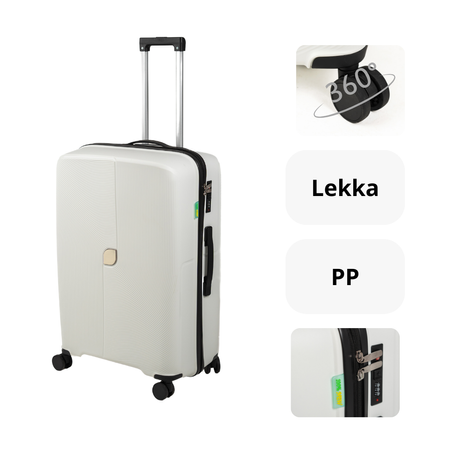 Komplet walizek podróżnych biały 3 szt. nowoczesny zestaw walizek lekkich i wytrzymałych Wowbag 7918 White