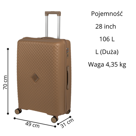 Walizki podróżne beżowe komplet 3 szt. lekki i elegancki zestaw walizek na kółkach Wowbag 7900 champagne