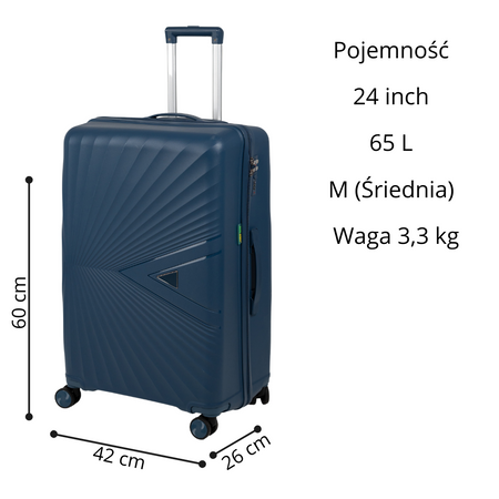 Komplet walizek podróżnych ciemnoniebieskich 3 szt. lekkie i trwałe zestaw na kółkach Wowbag 7905 dark blue