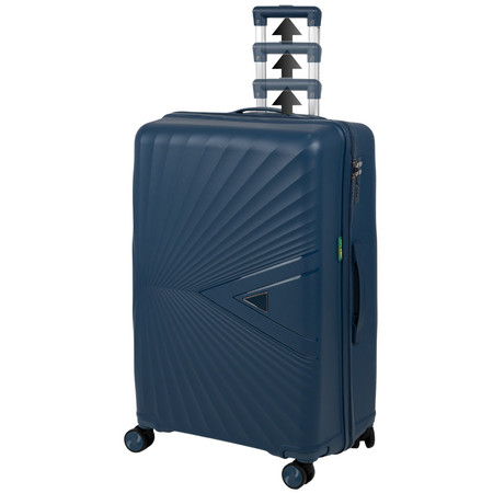 Komplet walizek podróżnych ciemnoniebieskich 3 szt. lekkie i trwałe zestaw na kółkach Wowbag 7905 dark blue