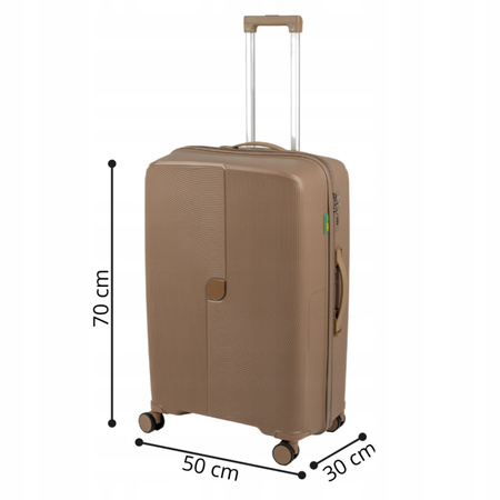 Duża walizka podróżna beżowa na kółkach – lekka, wytrzymała i elegancka walizka do samolotu Wowbag 7918 L champagne