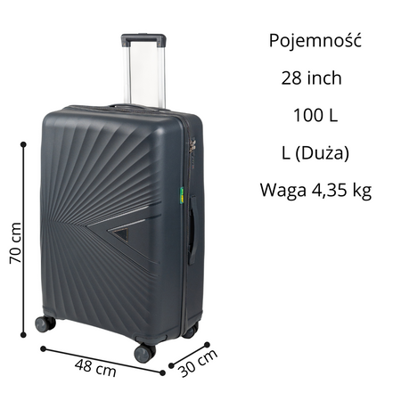 Walizki podróżne ciemnoszare komplet 3 szt. elegancki i trwały zestaw na kółkach Wowbag 7905 dark grey