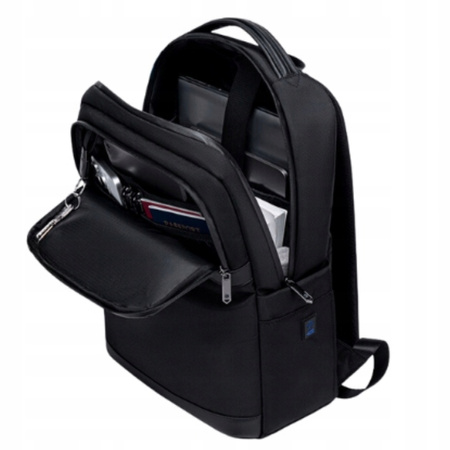 Czarny plecak miejski biznesowy, 15 l, wodoodporny, na laptopa 15,6", stylowy na co dzień. Arctic Hunter B00670 Black