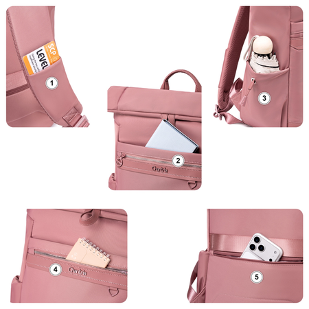Modny plecak kobiecy różowy stylowy design do pracy na studia laptop 15,6”