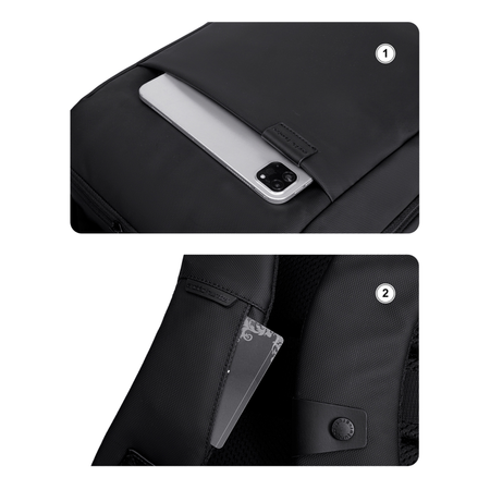 Plecak miejski czarny, biznesowy, wodoodporny, 8,5 l, na laptopa 15,6", elegancki i praktyczny. Arctic Hunter B00574 Black