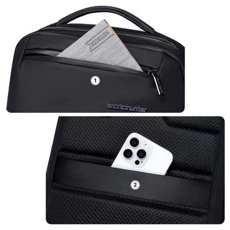 Czarny plecak biznesowy miejski, 10 l, wodoodporny, na laptopa 15,6", stylowy i praktyczny. Arctic Hunter B00681 Black.
