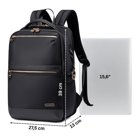 Plecak damski miejski stylowy czarny pojemny na laptopa na studia do pracy