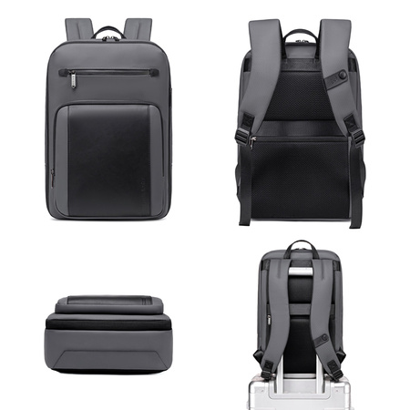 Plecak miejski męski szary na laptop 15,6" na co dzień do pracy do samolotu