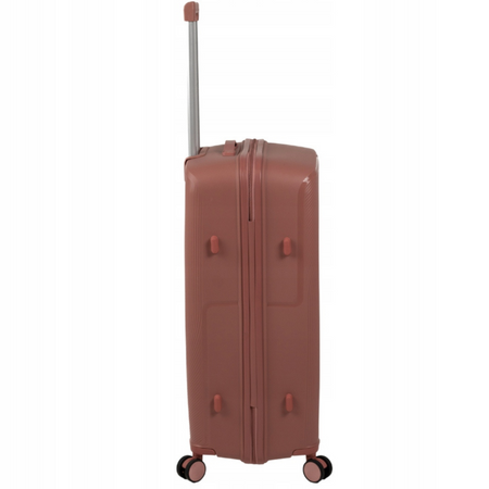Walizka średnia różowo-złota – modna, na kółkach, podróżna, praktyczna i elegancka Wowbag 7918 M rose gold