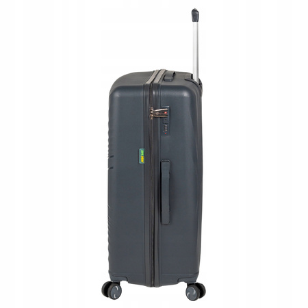 Duża walizka podróżna ciemnoszara na kółkach – lekka i wytrzymała walizka do samolotu 100 L Wowbag 7905 L dark grey