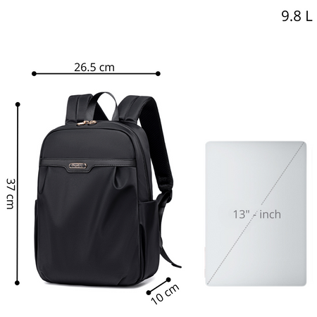Czarny plecak miejski damski, wodoodporny, 9,8 l, na laptopa 13", elegancki i praktyczny. CHANTARIA CB769black.