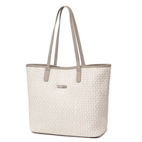 Torba damska shopper biała klasyczna pojemna 15,6 l wodoodporna na uczelnię i spotkania biznesowe. CHANTRIA CB801 White.